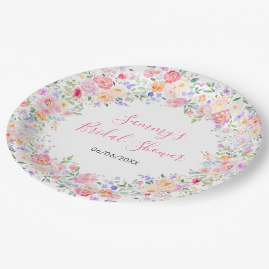 Zomer Wildflowers Floral Vrijgezellenfeest Papieren Bordje (Gekanteld)