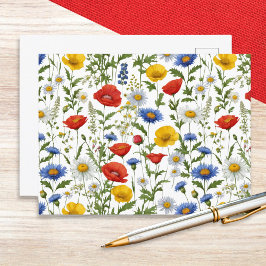 Zomer Wildflowers Kleurrijke Bloemen Briefkaart