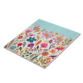 Zomer Wildflowers - Kleurrijke Bloemen Tegeltje (Zijkant)