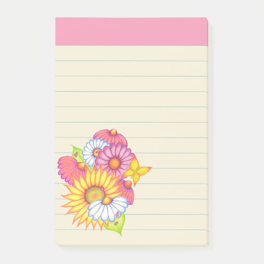 Zomer Wildflowers Post It Notes (Voorkant)