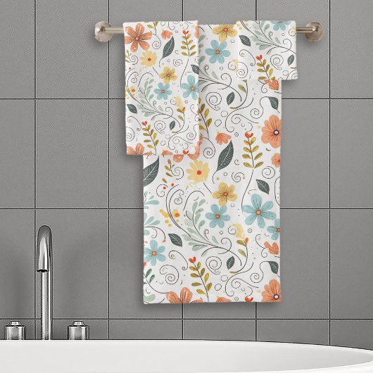 Zomer Wildflowers & Swirls ID1064 Bad Handdoek