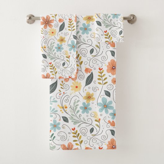 Zomer Wildflowers & Swirls ID1064 Bad Handdoek (Insitu)