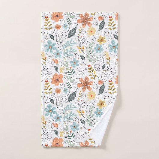 Zomer Wildflowers & Swirls ID1064 Bad Handdoek (Handdoek)