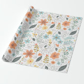Zomer Wildflowers & Swirls ID1064 Cadeaupapier (Uitgerold)