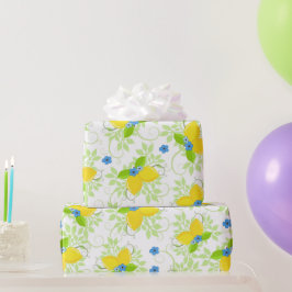Zomer wit en geel citroenen bloempatroon cadeaupapier