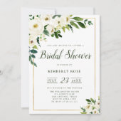 Zomer witte bloemen bruids douche uitnodiging (Voorkant)