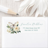 Zomer witte bloemen en vlinders etiket (Insitu)