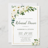Zomer-witte floral repetitie diner uitnodiging (Voorkant)