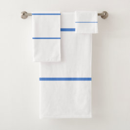 Zomer Witte Korenbloem Blauwe Geometrische Strepen Bad Handdoek