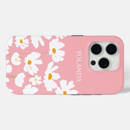 Zomer Witte Kosmos Bloemen Aangepaste naam Case-Mate iPhone Case (Achterkant (horizontaal))