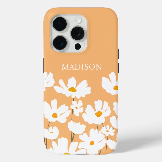 Zomer Witte Kosmos Bloemen Aangepaste naam Case-Mate iPhone Case (Achterkant)