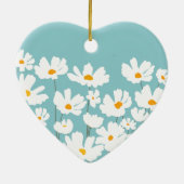 Zomer Witte Kosmos Bloemen Aangepaste naam Keramisch Ornament (Achterkant)