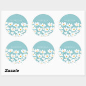 Zomer Witte Kosmos Bloemen Aangepaste naam Ronde Sticker (Vel)