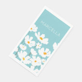 Zomer Witte Kosmos Bloemen Aangepaste naam Servet (Hoek)