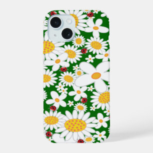 Zomer Witte margrieten en grillige rode lieveheers iPhone 15 Case