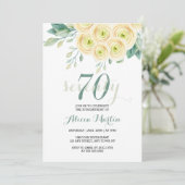 Zomer Witte Rose Flora Groen 70e verjaardag Kaart (Staand voorkant)