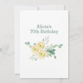 Zomer Witte Rose Flora Groen 70e verjaardag Kaart (Achterkant)
