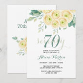 Zomer Witte Rose Flora Groen 70e verjaardag Kaart (Voorkant / Achterkant)