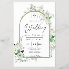 Zomer Witte Rozen Smaragd Salie Groene Blad WEDDIN Flyer