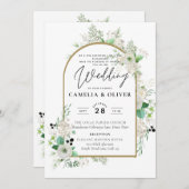 Zomer Witte Rozen Smaragd Salie Groene Bladeren TR Kaart (Voorkant / Achterkant)