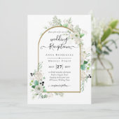 Zomer Witte Rozen Smaragd Salie Groene Bladeren TR Kaart (Staand voorkant)