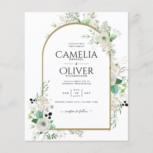 Zomer Witte Rozen Smaragd Salie Groene Bladgroente (Voorkant)