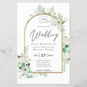 Zomer Witte Rozen Smaragd Salie Groene Huwelijkswo Flyer (Voorkant)