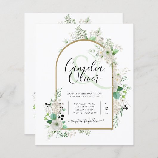 Zomer Witte Rozen Smaragd Salie Groenelementen TRO (Voorkant / Achterkant)