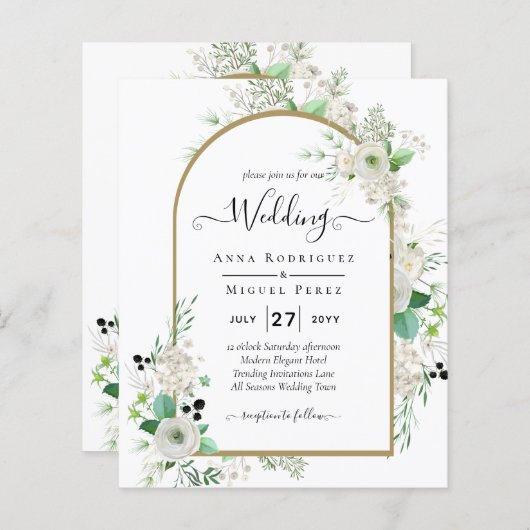 Zomer Witte Rozen Smaragd Salie Groenelementen TRO (Voorkant / Achterkant)