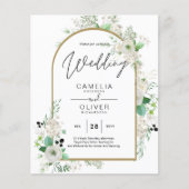 Zomer Witte Rozen Smaragdgroen Bruiloftsbehang Flyer (Voorkant)