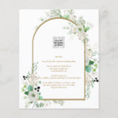 Zomer Witte Rozen Smaragdgroene Bruiloft Flyer (Achterkant)