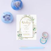 Zomer Witte Rozen Smaragdgroene Bruiloft Flyer (Enkel)