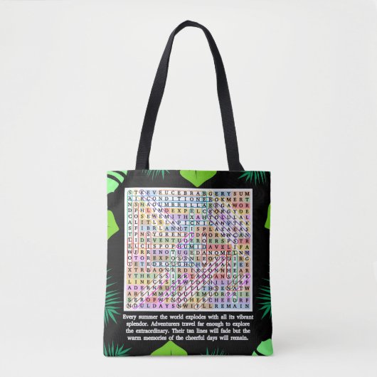 Zomer Woord Zoeken Puzzel Tote Bag (Voorkant)