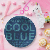 Zomer woorden Poolside en palmboom Papieren Bordje (Feest)