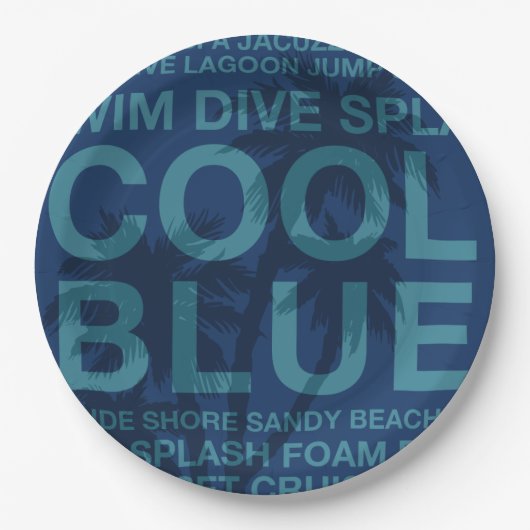 Zomer woorden Poolside en palmboom Papieren Bordje (Voorkant)