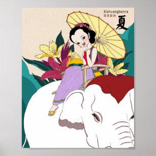 Zomer Xishuangbanna Yunnan Etnisch Meisje Poster
