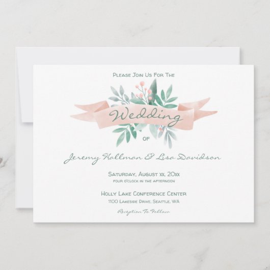 Zomer Zacht Roze Huwelijksuitnodiging Kaart (Voorkant)