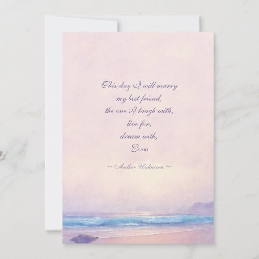 Zomer Zee 5x7 strand bruiloft uitnodiging (Achterkant)