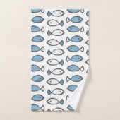 Zomer Zee Blauw Witte Vissen Patroon Bad Handdoek (Handdoek)