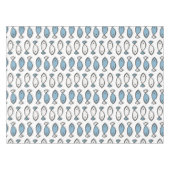 Zomer Zee Blauw Witte Vissen Patroon Tafelkleed (Voorkant (Horizontaal))
