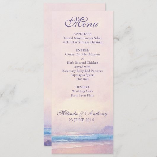 Zomer Zee Menu (Voorkant / Achterkant)