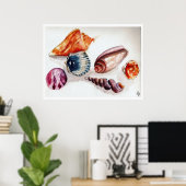 Zomer Zee Schelpen Poster (Thuiskantoor)