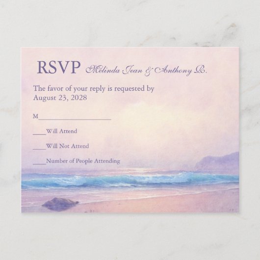Zomer Zee Strand Bruiloft RSVP Briefkaart (Voorkant)