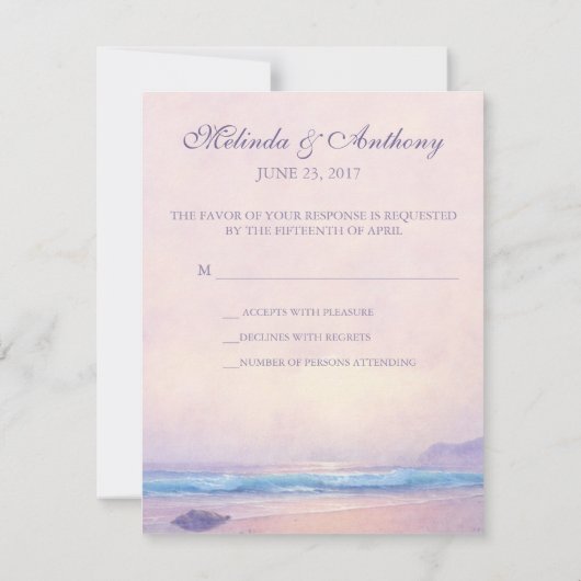 Zomer Zee Strand Bruiloft RSVP Reactie (Achterkant)