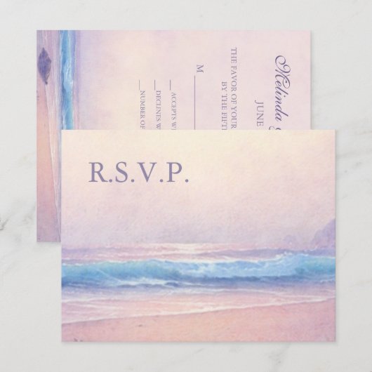 Zomer Zee Strand Bruiloft RSVP Reactie (Voorkant / Achterkant)