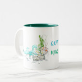 Zomer Zee Tropische Oceaan strand, aangepaste teks Tweekleurige Koffiemok (Voorkant links)