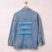 Zomer, Zee, Zeilen - Ocean Blue Stripe Tekst Denim Jacket (Hangar)
