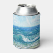 Zomer zeegezicht, blauwe golven, acryl schilderen. blikjeskoeler (Blikje Voorkant)