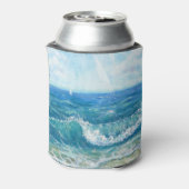 Zomer zeegezicht, blauwe golven, acryl schilderen. blikjeskoeler (Blikje Achterkant)