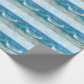 Zomer zeegezicht, blauwe golven, acryl schilderen. cadeaupapier (Hoek)